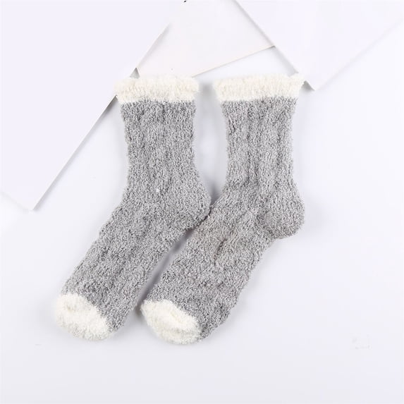 siminsem Fuzzy Socks for Women 6 Pairs Warm Plush Slipper Socks Soft Fluffy Thick Cozy Sleep Winter Socks Stocking Stuffers Gift for Her Christmas Home, Grey,One Size
