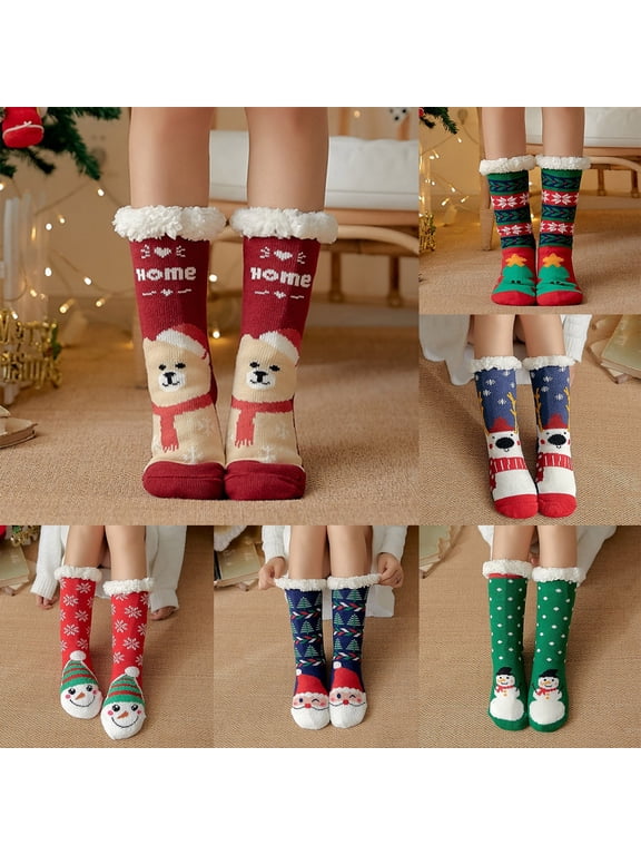 Fuzzy Socks for Women Non Slip Fleece Lined Slipper Socks Winter Warm Cozy Soft Gripper Socks Fluffy Plush House Socks Bed Socks Stocking Stuffers Christmas Gifts for Her, D,One Size