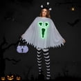 thumbnail image 1 of siminsem Ghost Poncho Cape Halloween Adult, Screaming Face Print Pullover Jagged Hem Easy Wear Outfit for Party Dress Up, Blackish Green,One Size, 1 of 3