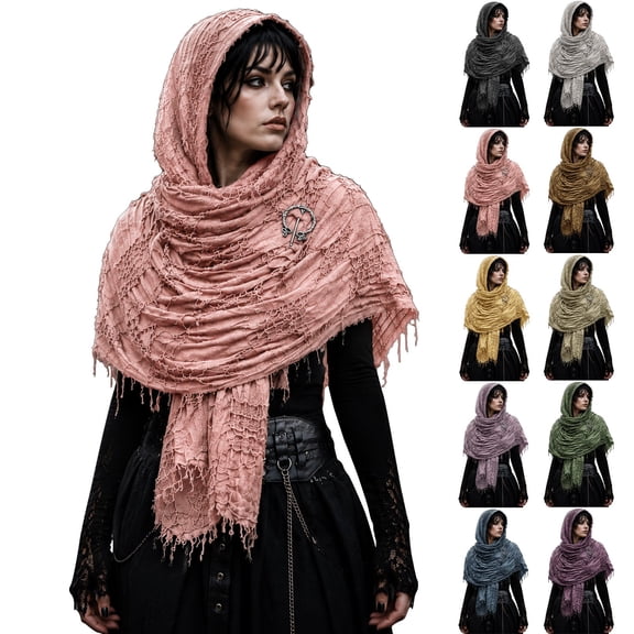 siminsem Gothic Cape for Women Halloween Lace Shawl Vampire Accessory Adjustable Black Boa Witch Cloak for Cosplay Masquerade Party 1 Pack, Pink,One Size