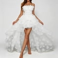 thumbnail image 1 of siminsem Gothic Corset Dress Set Women Halloween, Strapless Lace Corset Top Floral Tulle High Low Skirt Masquerade Party Queen Dress Up Outfit, White,XL, 1 of 4
