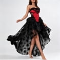 thumbnail image 1 of siminsem Gothic Corset Dress Set Women Halloween, Strapless Lace Corset Top Floral Tulle High Low Skirt Masquerade Party Queen Dress Up Outfit, Red,S, 1 of 4