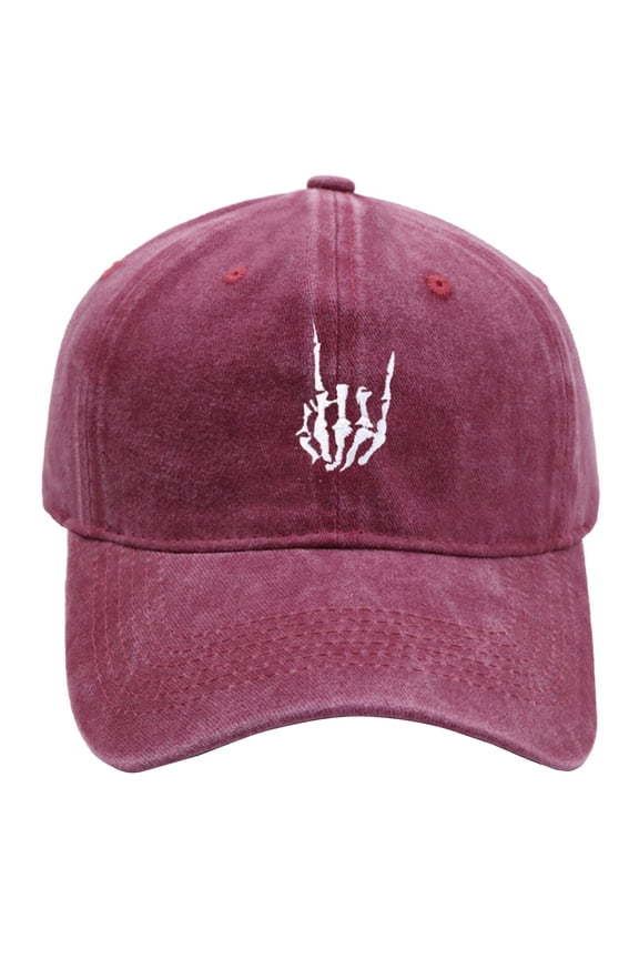 Halloween Gothic Embroidered Baseball Cap for Men Women Distressed Visor Adjustable Ponytail Hat Vintage Retro Washed Outdoor Running Sun Cap Uni1 Pack, Wine,One Size