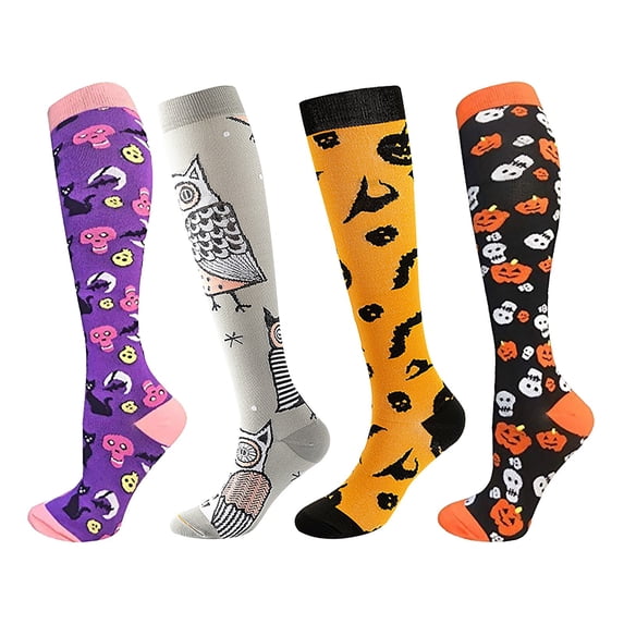 siminsem Halloween Muscle Socks for Men Women Leg Guards Funny Novelty Knee High Sports Socks Spooky Design UniAccessory for Party Running Nurse 1 Pair, B,S