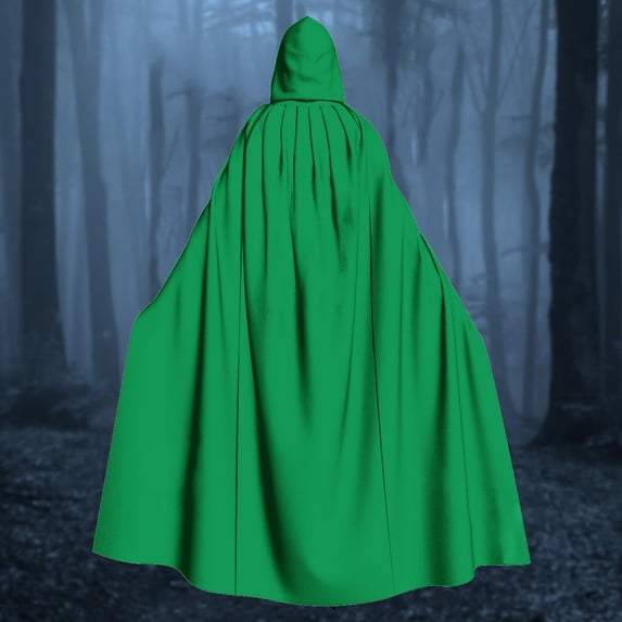 siminsem Hooded Cloak for Women Men Halloween Velvet Cape Full Length Medieval Witch Robe Cosplay Masquerade Party Vampire Gothic Renaissance Adult Cloak 1 Pack, Green,M