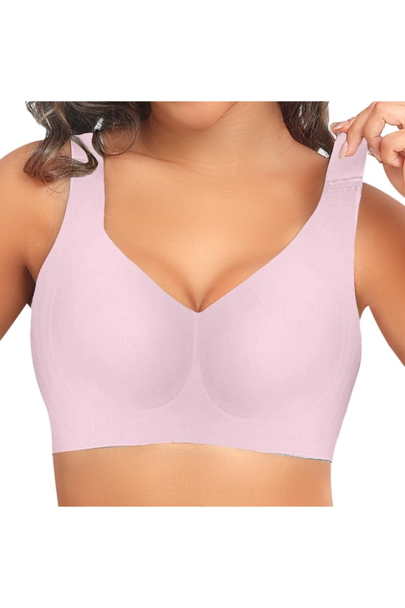 Invisible Nude Bra for Underwear, Clear Transparent Foundation Liquid Sticky Adhesive Bra, Reusable Silicone Push Up Bra for Low Cut Dresses A-D Cup, Pink,L