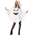 thumbnail image 1 of siminsem Jagged Grin Ghost Poncho Cape Halloween White Hooded, Pullover Adult Spooky Outfit for Women Men Party Dress Up, Purple,90*160, 1 of 3