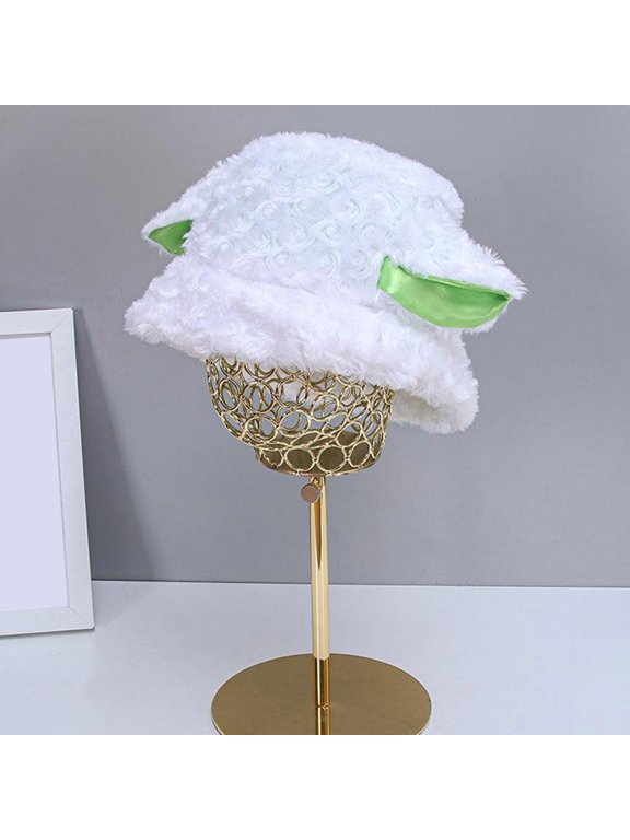 Korean Style Cute Sheep Ear Bucket Hat for Women Men UniFisherman Cap Sun Protection Summer Outdoor Travel Sunshade One Size, White,A