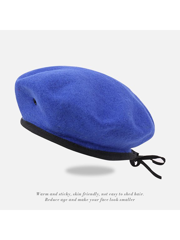 Lightweight Wool Beret Hat Breathable French Painter Cap Spring Summer Artist Beret Adjustable Newsboy Beanie for 2-8 Years, Blue,One Size