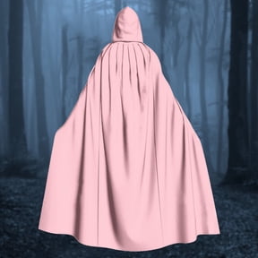 siminsem Medieval Renaissance Hooded Velvet Cloak UniFull Length Halloween Cape Witch Wizard Vampire Gothic Cosplay Party Robe for Adults 1 Pack, Pink,L