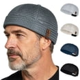 thumbnail image 1 of siminsem Men's Summer Mesh Brimless Hat Lightweight Quick Dry Breathable Skull Cap Adjustable Docker Beanie Rolled Cuff Cool Outdoor Sports Cap for Hiking Running Fishing Travel, Dark Gray,One Size, 1 of 9