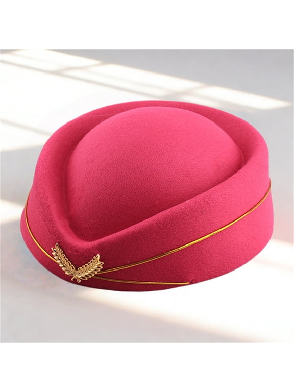 Novelty Airplane Hat for Women Flight Attendant Costume Cap Stewardess Uniform Cosplay Hat Stage Performance Prop Airline Themed Party Halloween Accessories, Hot Pink,One Size