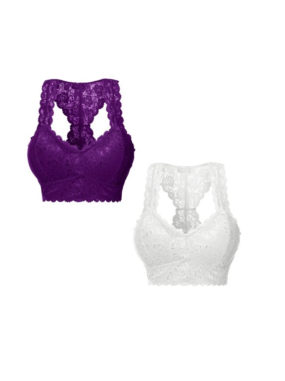 Push Up Wire Bra for Women Plus Size 2 Pack, Underwire Full Coverage Lace Bra, Deep V Crop Top Sexy Lingerie with Adjustable Straps S-3XL, Sky Blue,XXXL