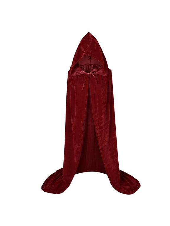 Renaissance Hooded Cloak for Women Medieval Cape Vintage Full Length Halloween Warm Wool Blend Coat with Hood for Cosplay Gothic Witch Steampunk Party 1 Pack, D,M