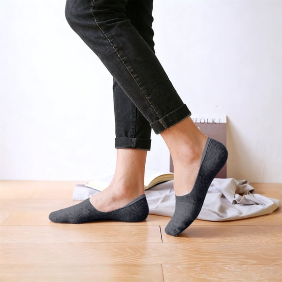 siminsem No Show Socks for Women Thin Breathable Low Cut Cut Socks Invisible Liner Non Slip Lightweight Ankle Socks Retro Solid for Running Hiking Casual 1 Pair, Dark Gray,One Size