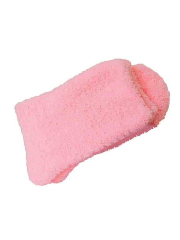 Soft Plush Coral Fleece Winter Socks for Women Thick Mid Calf Warm Fuzzy Crew Socks Solid Color Cozy Thermal Socks for Home Sleeping Indoor Boots, Pink,One Size