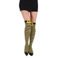 thumbnail image 1 of siminsem Striped Thigh High Socks for Women Strawberry Bowknot Over The Knee Extra Long Stockings Ribbed Knit Cosplay Festival Tights Lolita Kawaii Boot Socks Daily 1 Pair, O,One Size, 1 of 5