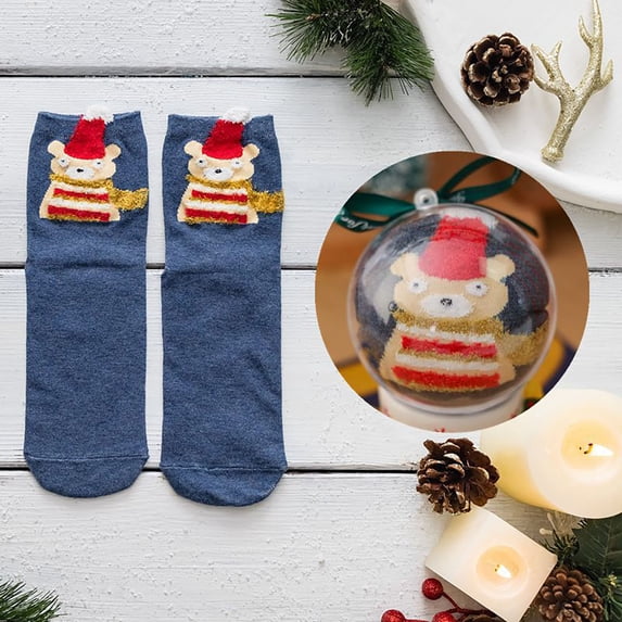 siminsem Thick Warm Christmas Socks for Men Women Coral Fleece Velvet Fuzzy Cozy Fluffy Socks - Non Slip Home Sleep Winter Socks, Great Birthday Gift Stocking Stuffers, Dark Blue,ONESIZE