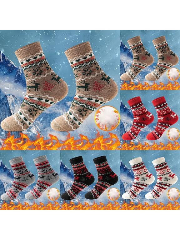 Thick Warm Socks for Women Christmas Knit Wool Crew Winter Thermal Novelty Socks Cozy Soft Boot Socks Vintage Style Stocking Stuffers Gifts for Her one Size, Grey,A
