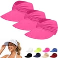 thumbnail image 1 of siminsem UPF 50+ Wide Brim Sun Visor Hat for Women Lightweight Foldable Roll Up Ponytail Hole Beach Cap UV Protection Summer Hat Packable Travel Outdoor Sun Hat Adjustable, Pink,One Size, 1 of 9