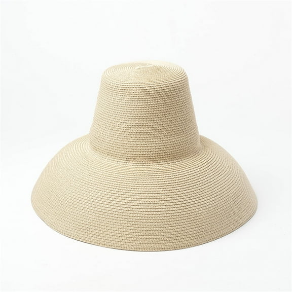 WCJM Under$ 10 Beige Baseball Caps Straw Muslim Hat Womens Wide Brim Sun Hat With Wind Lanyard Beach Summer Sun Straw Hats for Women