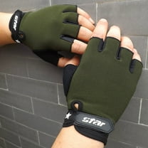 WCJM Under $ 5 Army Green Gloves Mittens Cotton, Warm Hand Socks Men Antiskid Cycling Bike Gym Fitness Sports Half Finger Gloves
