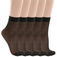 thumbnail image 1 of WCJM Under $ 5 Black Socks Cotton Lady Short Socks 5 Pairs Women's Solid Perspective Socks Breathable Invisible Socks Mid Tube Socks, 1 of 2
