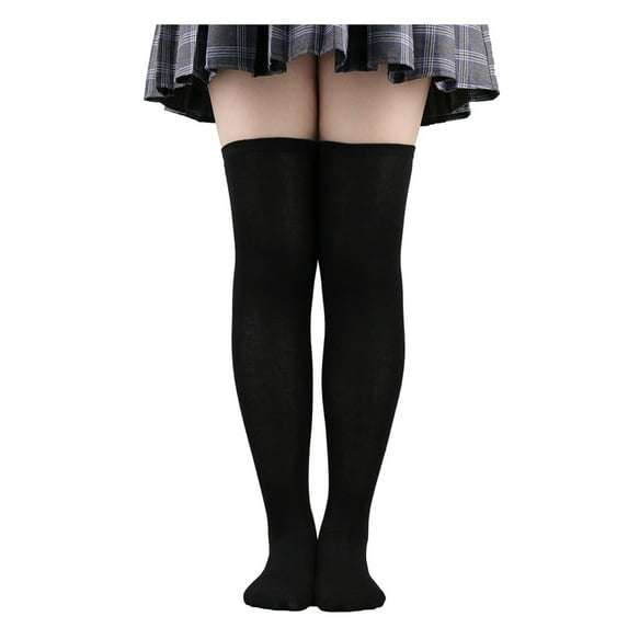 WCJM Under $ 5 Black Socks Polyester Lady Short Socks 1 Pairs Women's Fashion Solid Color Over The Knee Long Socks High Socks