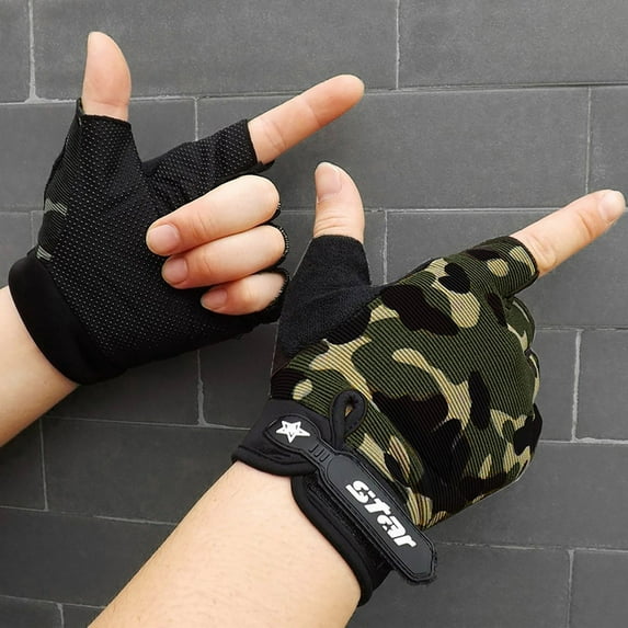 siminsem Under $ 5 Camouflage Gloves Mittens Cotton,Polyester Warm Hand Socks Men Antiskid Cycling Bike Gym Fitness Sports Half Finger Gloves