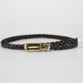 thumbnail image 1 of WCJM Under $ 5 Coffee Belt Pu Polyester Belt Women Braided Pu Leather Narrow Thin Buckle Strap Waist Belt All Waistband, 1 of 3
