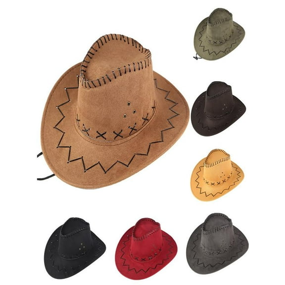 WCJM Under $ 5 Coffee Cowboy Faux Leather Polyester Hat Unisex Adult West Cowboy Hat Mongolian Hat Grassland Sunshade Cap