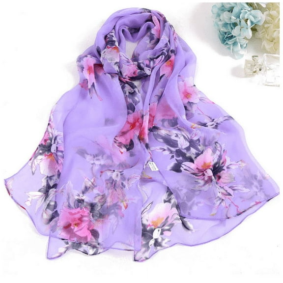 WCJM Under $ 5 E Scarf Chiffon( Polyester Scarf Fashion Women Peach Blossom Printing Long Soft Wrap Scarf Ladies Shawl Scarves