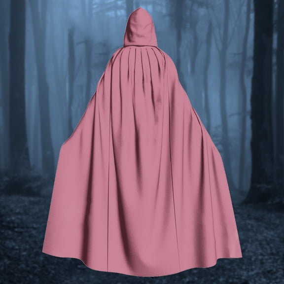 siminsem UniFull Length Hooded Cloak Halloween Velvet Cape Medieval Witch Cosplay Masquerade Party Gothic Vampire Renaissance Robe Adult Dress Up 1 Pack, Pink,S