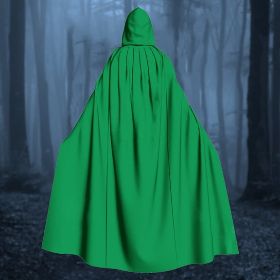 siminsem UniVelvet Hooded Cloak Full Length Halloween Cape Medieval Witch Robe Cosplay Masquerade Party Dress Up Vampire Gothic Renaissance Adult Cloak 1 Pack, Green,L