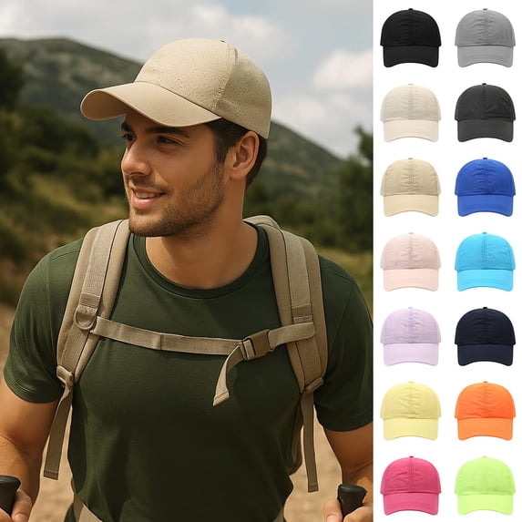 siminsem Unisex Adjustable Sun Hat UPF 50+ UV Protection Baseball Cap Lightweight Breathable Mesh Sports Cap Foldable Outdoor Hiking Fishing Running Golf Cap for Men Women, Beige,One Size