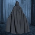 thumbnail image 1 of siminsem Velvet Hooded Cloak Adult Halloween Full Length Cape UniMedieval Witch Robe Cosplay Masquerade Party Gothic Vampire Renaissance Dress Up Cloak 1 Pack, Dark Gray,M, 1 of 6