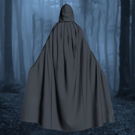 siminsem Velvet Hooded Cloak Adult Halloween Full Length Cape UniMedieval Witch Robe Cosplay Masquerade Party Gothic Vampire Renaissance Dress Up Cloak 1 Pack, Dark Gray,M