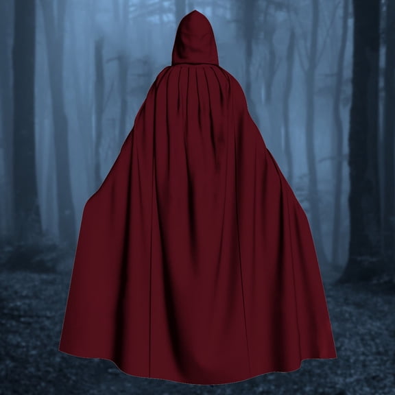 siminsem Velvet Hooded Cloak for Adults UniFull Length Halloween Cape Medieval Renaissance Witch Wizard Vampire Gothic Cosplay Party Robe 1 Pack, Wine,M