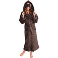 thumbnail image 1 of siminsem Warm Plush Robe for Women Hooded Fleece Bathrobe with Pockets Soft Loungewear Long Spa Robe Lightweight Comfy Nightgown Wrap Robe with Tie Waist, Coffee,L, 1 of 9