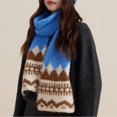 thumbnail image 1 of siminsem Winter Scarf for Women Color Block Fair Isle Chunky Knit - Warm Thick Oversized Tassel Wrap Scarf, Soft Cozy Long Shawl for Cold Weather, One Size, Blue,One Size, 1 of 4