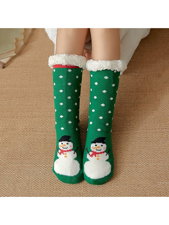 Winter Warm Socks for Women Non Slip Fuzzy Fleece Lined Slipper Socks Cozy Soft Gripper Socks Fluffy Plush House Socks Bed Socks Stocking Stuffers Christmas Gifts for Her, E,One Size