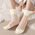 thumbnail image 1 of siminsem Women Coral Fleece Socks Extra Thick Warm Fuzzy Home Sleeping Socks - Soft Cozy Non Slip Mid Calf Winter Socks for Ladies Comfy Fluffy Slipper Socks Multi Pack Gift, Beige,One Size, 1 of 4