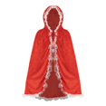 thumbnail image 1 of siminsem Women Red Hooded Cloak Cosplay Cape Halloween Lace Trim Shawl - Velvet Full Length Stage Cape Adult Vampire Red Riding Hood Dress Up Party Cloak, Watermelon Red,60, 1 of 7