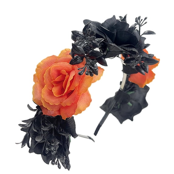 siminsem Women Rose Flower Crown Headband Mexican Floral Headpiece Day of the Dead Halloween Accessory Wedding Hair Wreath Frida Kahlo Party Festival, AA,One Size