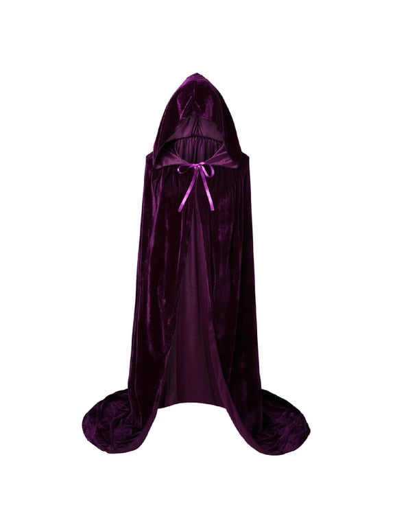 Women Vintage Hooded Cloak Cape Medieval Renaissance Coat Halloween Warm Wool Blend Full Length Cape with Hood for Cosplay Gothic Witch Steampunk Party 1 Pack, E,L