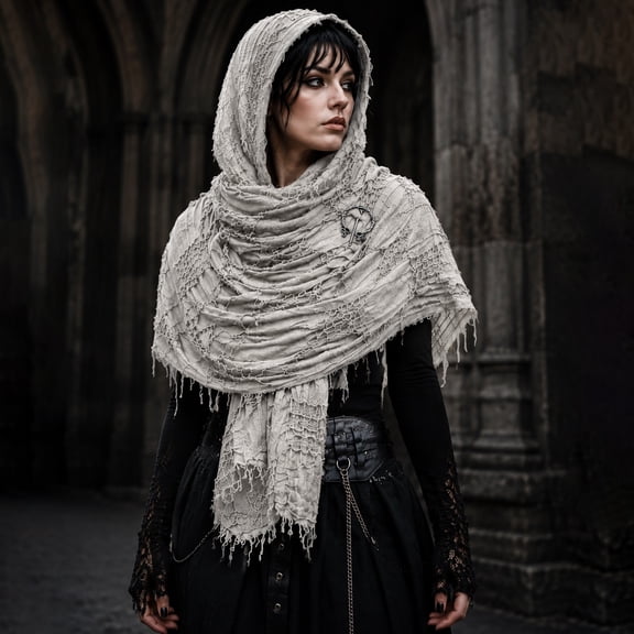 siminsem Women’s Black Gothic Cape Lace Shawl Halloween Vampire Accessory Witch Cloak with Adjustable Ribbon Lightweight Capelet for Cosplay Party 1 Pack, Grey,One Size