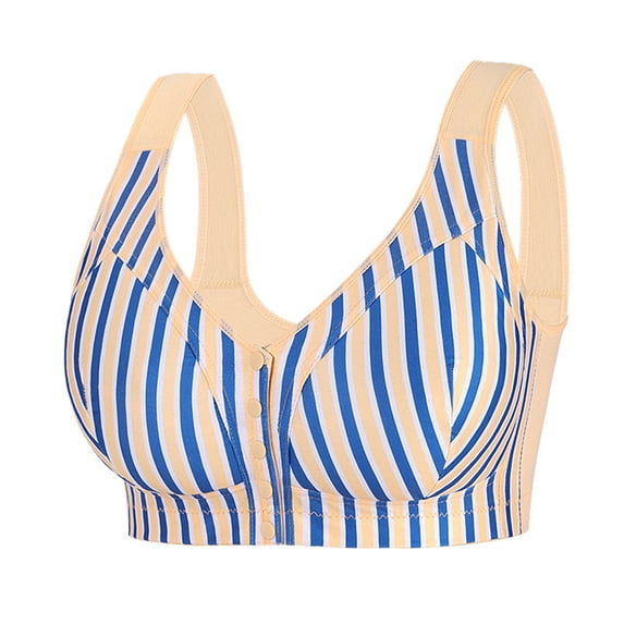 siminsem Women's Front Closure No Underwire Bra Lightly Lined T Shirt Bra Full Coverage Wireless Bra Light Support Everyday Wear Comfort Bra, Beige,36A
