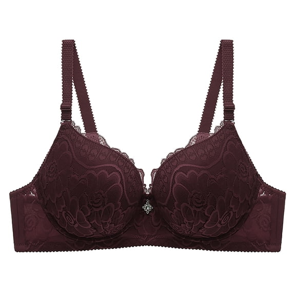 siminsem Women's Lace Strapless Bra Underwire Full Coverage Push Up Deep Plunge Multiway Convertible Detachable Straps Feminine Lift for Formal Wear, Coffee,48