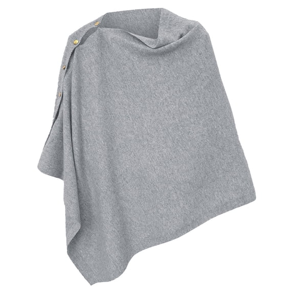 siminsem Women's Open Front Knit Poncho Cape Button Shawl Wrap Lightweight Soft Breathable Versatile Travel Cardigan for Spring Summer Fall Casual Daily Wear 1 Pack, Grey,L