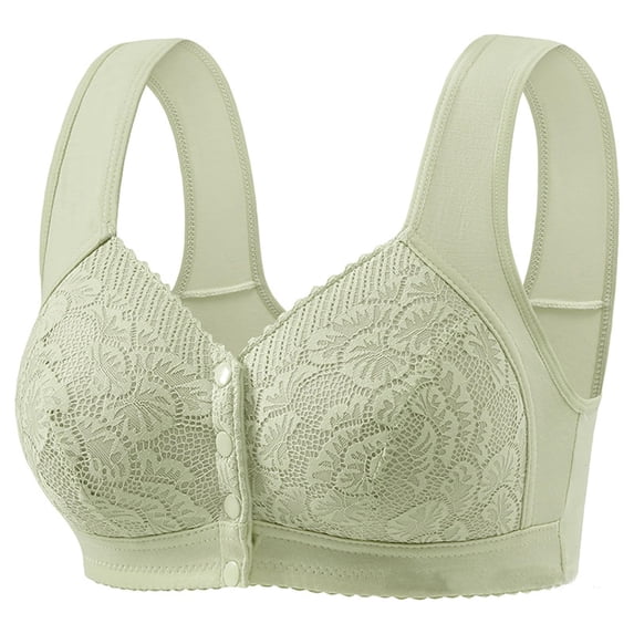 siminsem Women‘s Plus Size Cotton Front Closure Bra Full Coverage No Underwire Wireless Breathable Soft Comfort Bra, Green,A